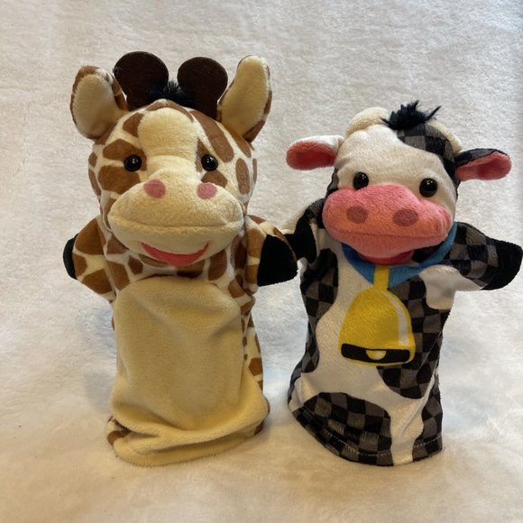 2 Piece Puppet bundle Giraffe & Cow Plush Playtime - Picture 5 of 7